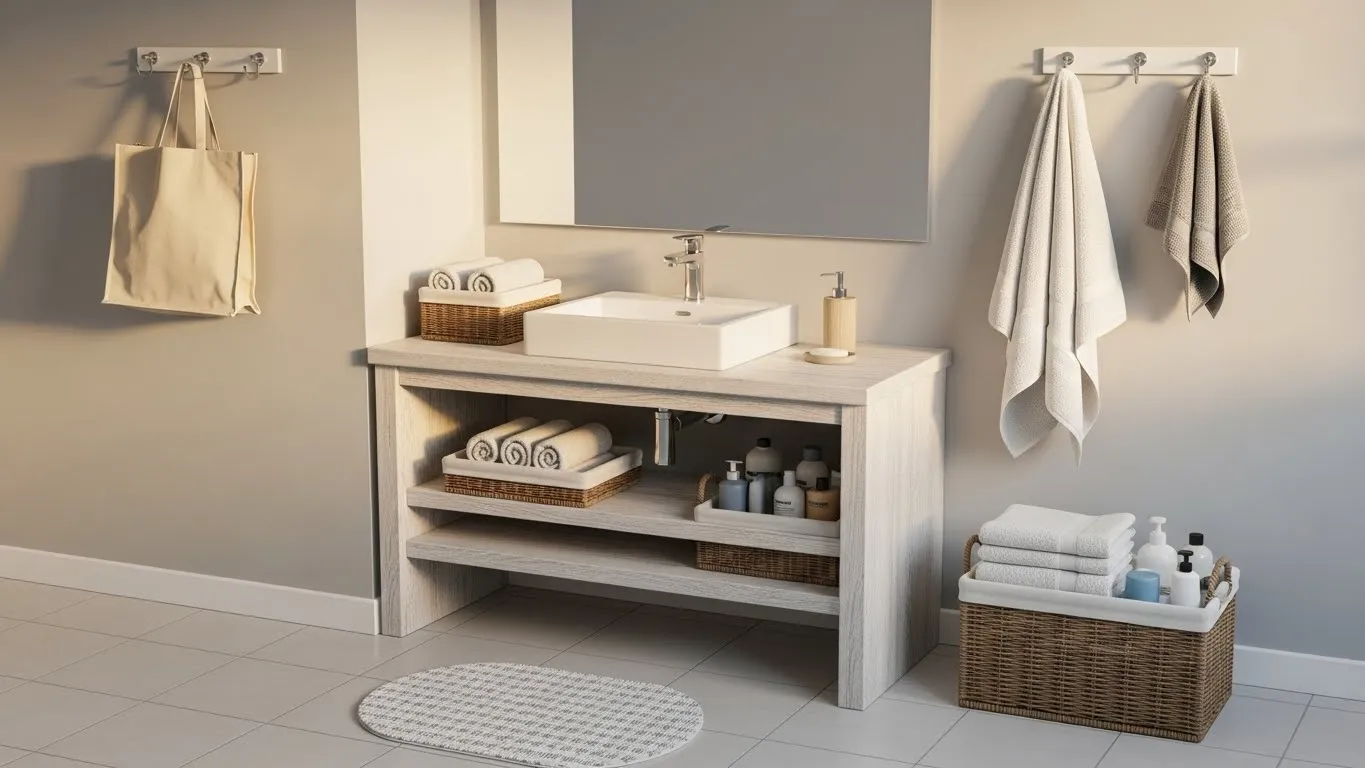 Banheiro organizado para facilitar a rotina semanal