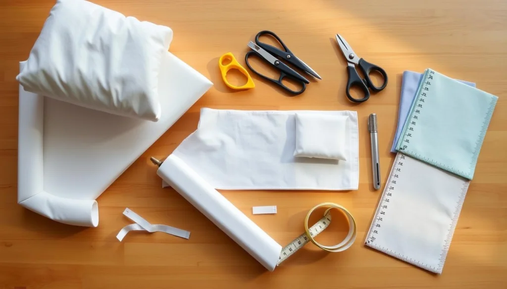 A neatly organized collection of materials for a DIY baby corner guard and shelf project, including soft foam padding, colorful cloth, adhesive velcro strips, scissors, and a measuring tape, all arranged on a clean, well-lit wooden surface. The materials are thoughtfully selected to create a safe, stylish, and customizable solution for protecting a baby's vulnerable edges. The lighting is warm and natural, creating a cozy, inviting atmosphere that suggests the simplicity and care involved in this homemade project. A neatly organized collection of materials for a DIY baby corner guard and shelf project, including soft foam padding, colorful cloth, adhesive velcro strips, scissors, and a measuring tape, all arranged on a clean, well-lit wooden surface. The materials are thoughtfully selected to create a safe, stylish, and customizable solution for protecting a baby's vulnerable edges. The lighting is warm and natural, creating a cozy, inviting atmosphere that suggests the simplicity and care involved in this homemade project.