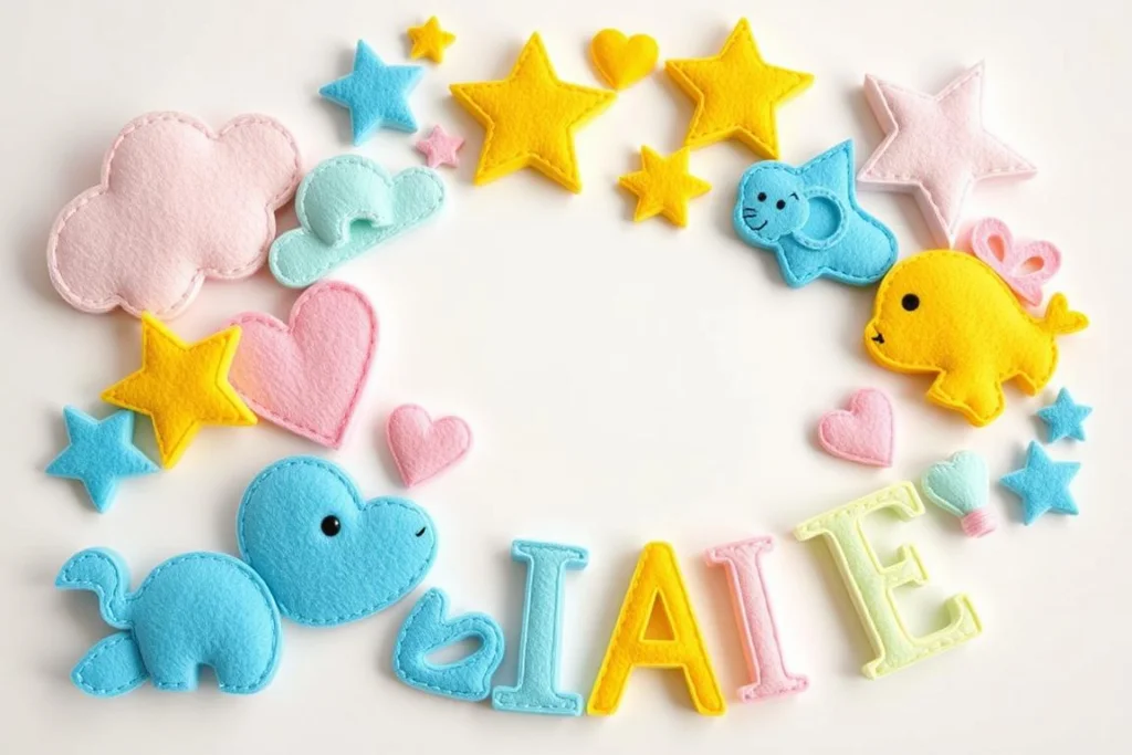 Elementos decorativos de feltro para guirlanda de nascimento Elementos decorativos de feltro para guirlanda de nascimento