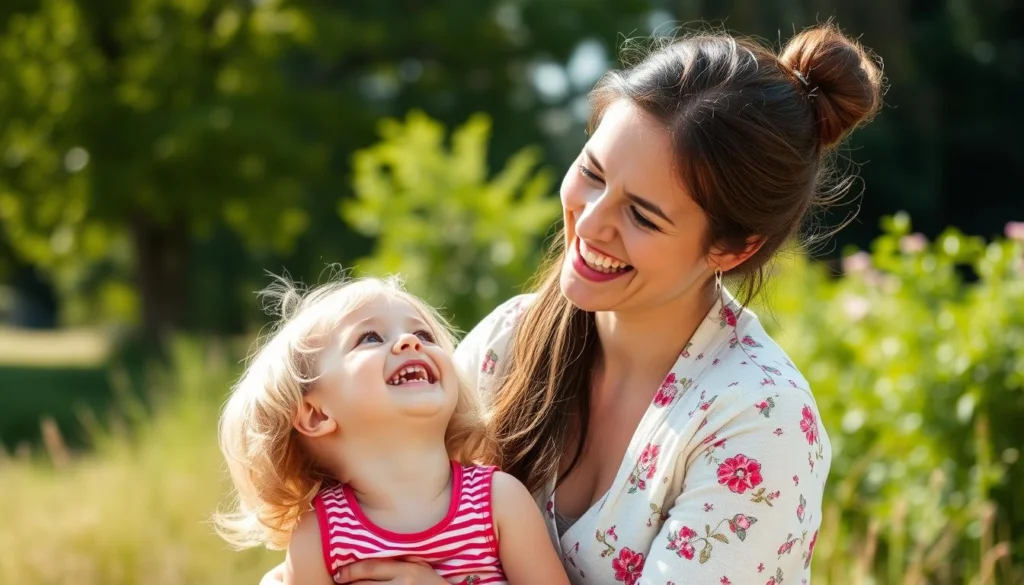 Mãe e filho em momento de alegria genuína, simbolizando maternidade sem culpa