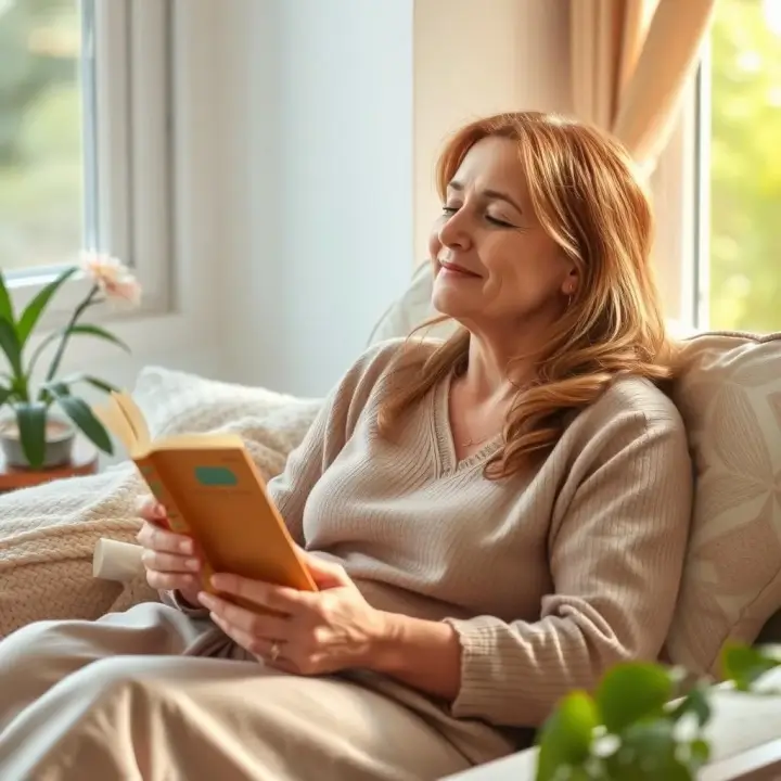 Mãe em momento de autocuidado