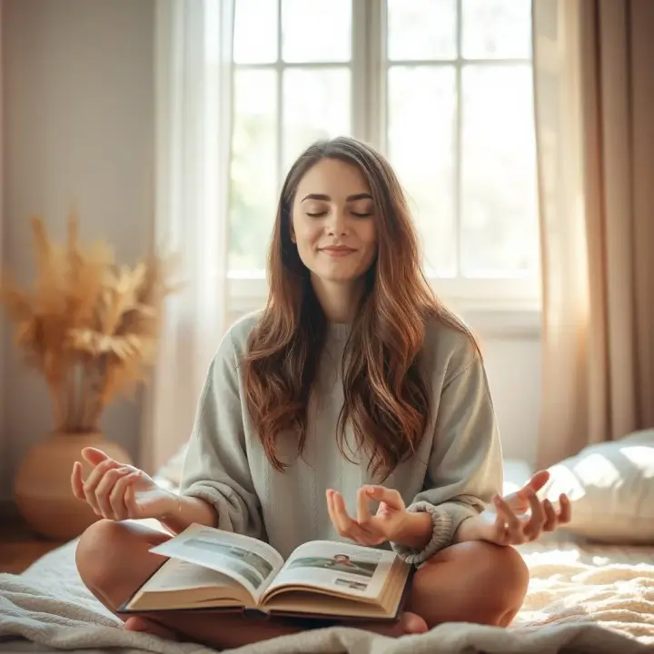 Mulher em momento de autocuidado e reflexão