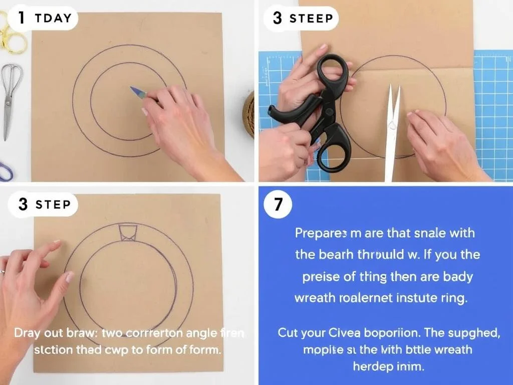 Preparação da base da guirlanda de nascimento com papelão Preparação da base da guirlanda de nascimento com papelão