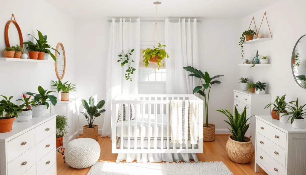 Quarto de bebê decorado com diversas plantas seguras Quarto de bebê decorado com diversas plantas seguras