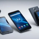 A sleek and modern collection of mid-range Motorola smartphones, showcased in a clean, well-lit studio setup. The devices are displayed from various angles, highlighting their slim profiles, stylish designs, and high-quality finishes. Subtle reflections on the smooth glass and metal surfaces create a sense of depth and premium quality. The arrangement suggests a balanced mix of functionality and aesthetics, conveying the cost-effective nature of these Motorola models. A neutral color palette, with muted tones, allows the smartphones to be the focal point, emphasizing their practical features and value proposition.