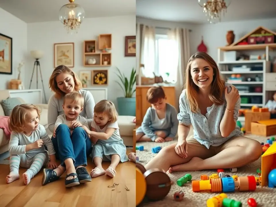 Contraste entre uma postagem de Instagram de uma mãe 'perfeita' versus a realidade caótica da maternidade, mostrando que a mãe perfeita não existe Contraste entre uma postagem de Instagram de uma mãe 'perfeita' versus a realidade caótica da maternidade, mostrando que a mãe perfeita não existe