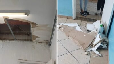 Escola municipal de Sorocaba tem parte do teto desabado e expõe precariedade crônica; pais questionam segurança dos alunos